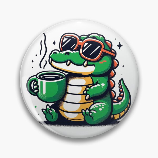 Item preview, Funny Crocodile Coffee Addict designed and sold by Retro@nimals.