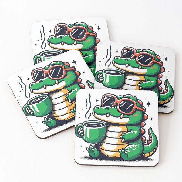 Item preview, Funny Crocodile Coffee Addict designed and sold by Retro@nimals.
