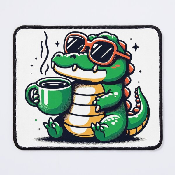 Item preview, Funny Crocodile Coffee Addict designed and sold by Retro@nimals.