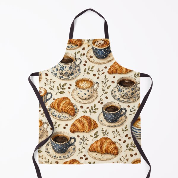 Item preview, Coffee Croissant Café Pattern Artwork designed and sold by ArtComixHaven.
