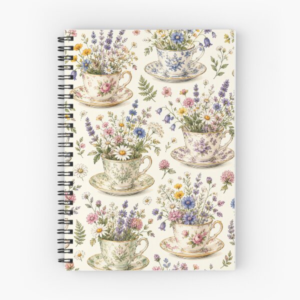 Item preview, Tea Cups Wildflower Cottage Pattern Artwork designed and sold by ArtComixHaven.