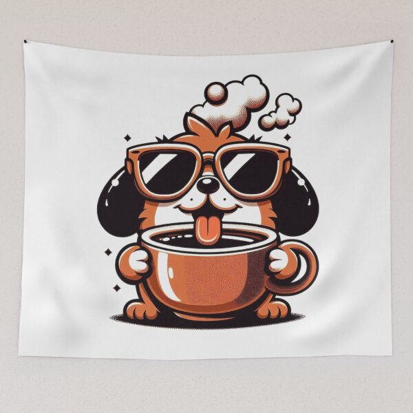 Item preview, Funny Dog Coffee Addict designed and sold by Retro@nimals.