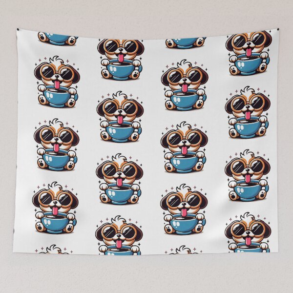 Item preview, Funny Dog Coffee Addict designed and sold by Retro@nimals.