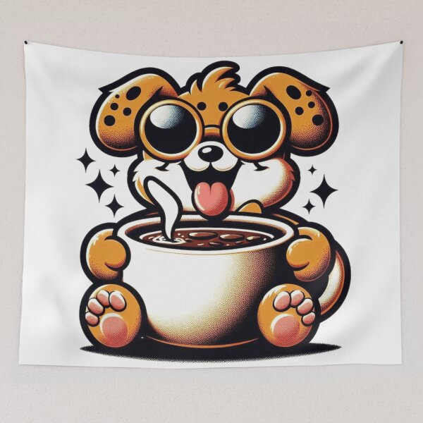 Item preview, Funny Dog Coffee Addict designed and sold by Retro@nimals.