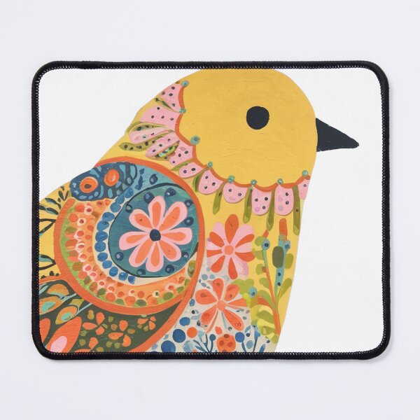 Item preview, Colorful Botanical Folk Bird Art | Whimsical Floral Bird Illustration designed and sold by Filora Atelier | Bird Art.