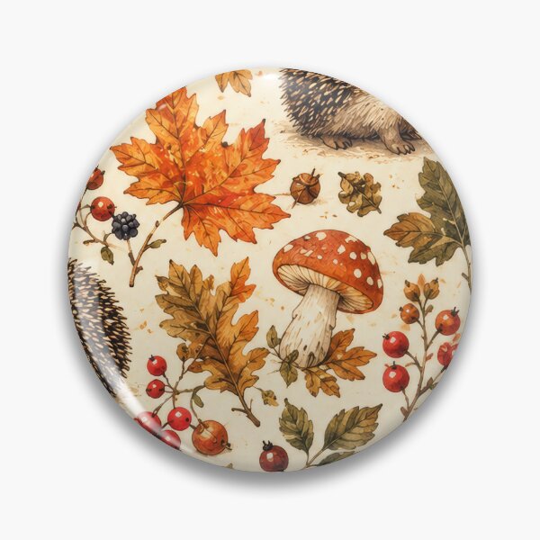 Item preview, Hedgehogs Autumn Berry Woodland Pattern Artwork designed and sold by ArtComixHaven.