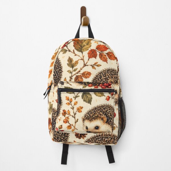 Item preview, Hedgehogs Autumn Berry Woodland Pattern Artwork designed and sold by ArtComixHaven.