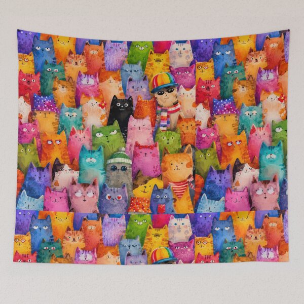 Artikelvorschau, Niedliches Kawaii-Katzenmuster mit Regenbogen – Fröhliches und farbenfrohes Geschenk für Katzenliebhaber entworfen und verkauft von Aramdesing.