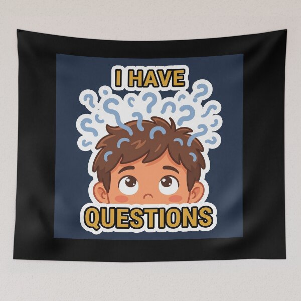 Item preview, Cartoon Kid With Question Bubbles designed and sold by AbanoubStore.