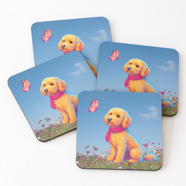 Item preview, Doodle and her butterfly in flower field  designed and sold by Doodles Down South.