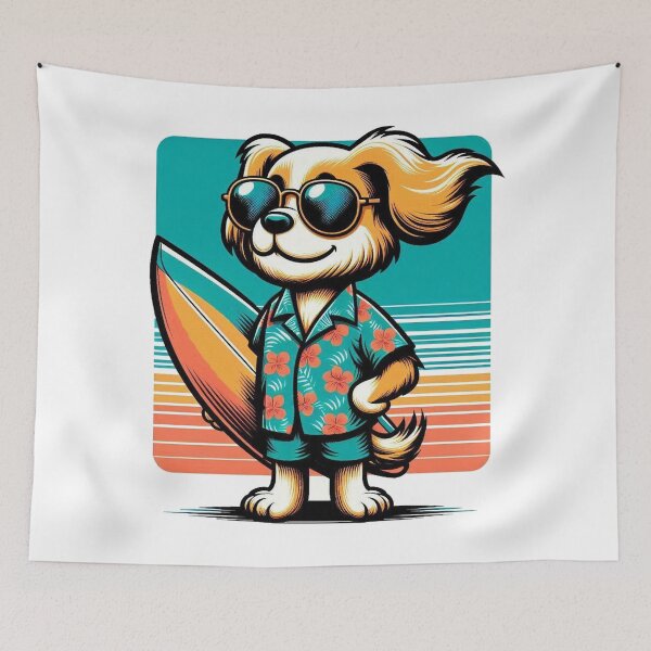 Item preview, Retro Dog Surfing designed and sold by Retro@nimals.