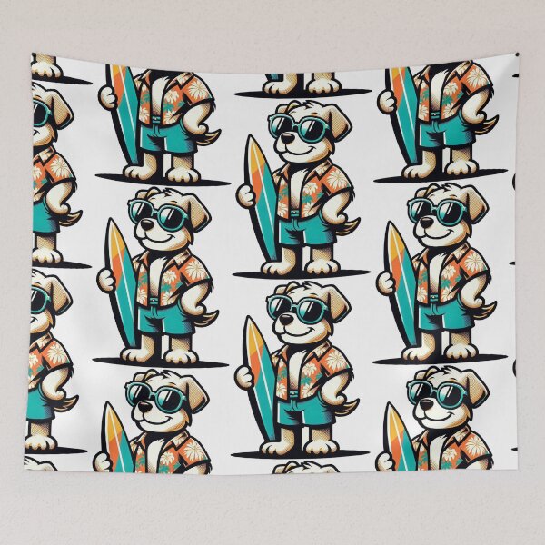 Item preview, Retro Dog Surfing designed and sold by Retro@nimals.