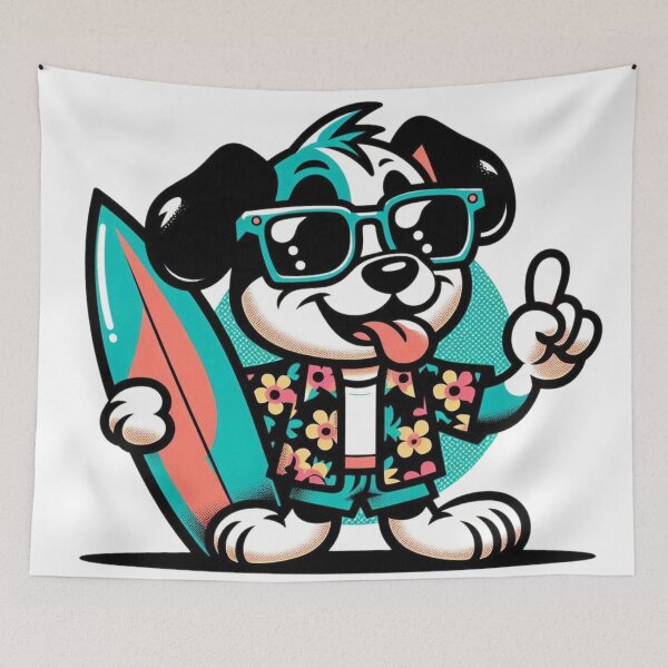 Item preview, Retro Dog Surfing designed and sold by Retro@nimals.