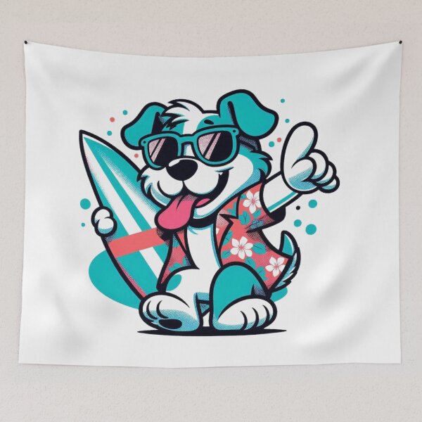 Item preview, Retro Dog Surfing designed and sold by Retro@nimals.