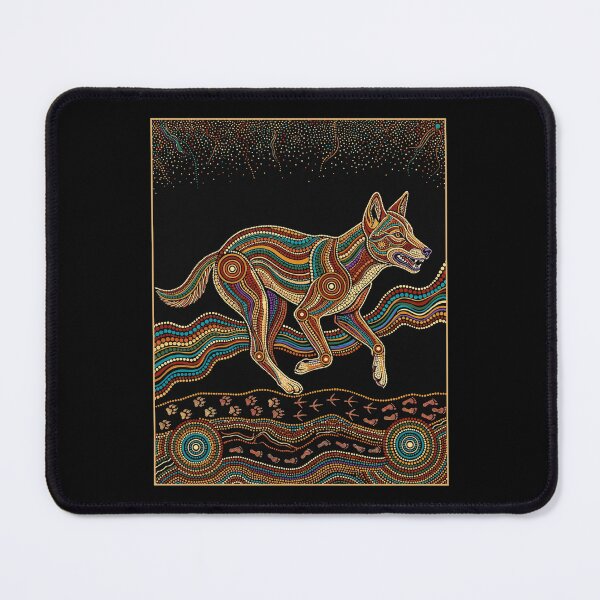 Item preview, Ochre Apex: Dingo (Canis dingo) Aboriginal-style X-Ray Art Print designed and sold by FreiherrPK.