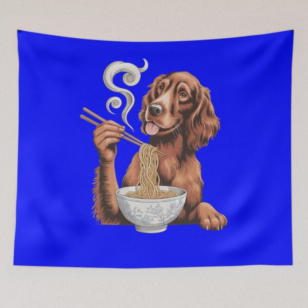 Item preview, Dog Pet Owner Art Design Cute Irish Setter Eating Noodles designed and sold by fantasticdesign.