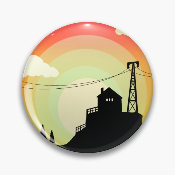 Item preview, Minimalist Sunset Silhouette House & Transmission Tower Art designed and sold by ExploreAura Studio.
