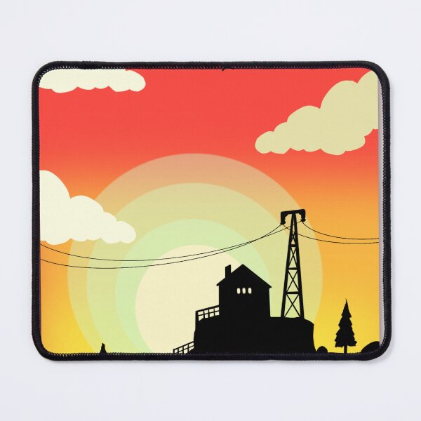 Item preview, Minimalist Sunset Silhouette House & Transmission Tower Art designed and sold by ExploreAura Studio.