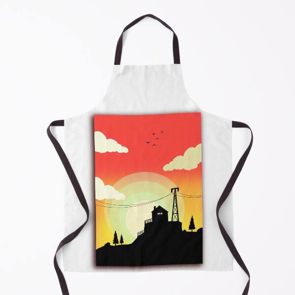 Item preview, Minimalist Sunset Silhouette House & Transmission Tower Art designed and sold by ExploreAura Studio.