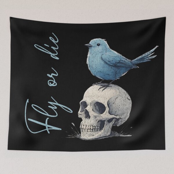 Item preview, Fly Or Die Blue Bird Skull designed and sold by AwesomeBeyondLimits.