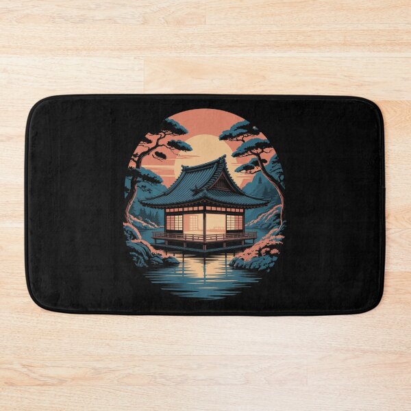 Item preview, Japanese Temple Lake Reflection Sunset Pine Tree Oriental T-Shirt designed and sold by DarylWelsh2024.