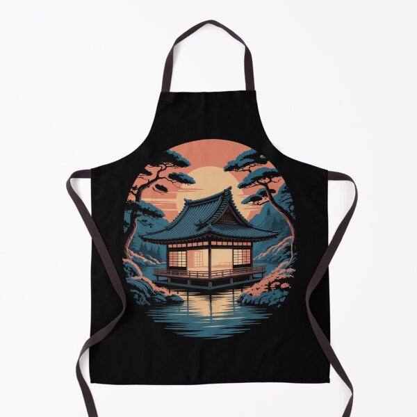 Item preview, Japanese Temple Lake Reflection Sunset Pine Tree Oriental T-Shirt designed and sold by DarylWelsh2024.