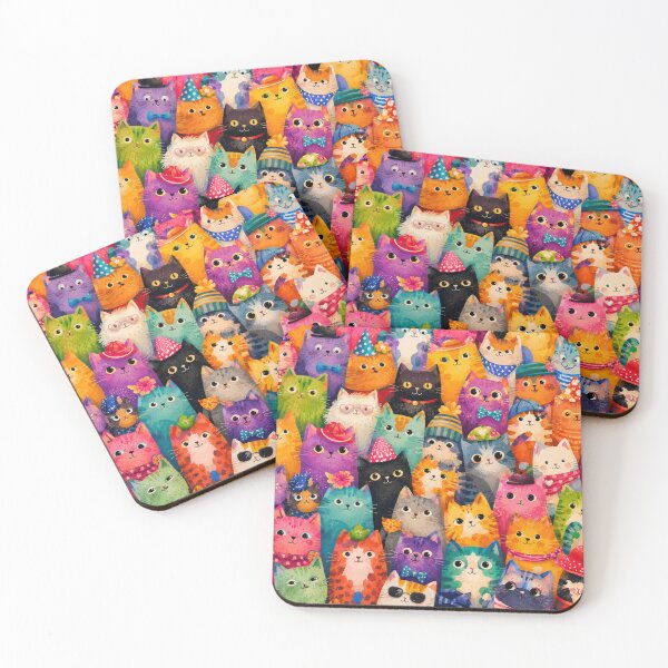 Item preview, Colorful Cartoon Cats Seamless Pattern – Whimsical Rainbow Cat Aesthetic Design designed and sold by Aramdesing.