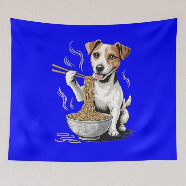 Item preview, Dog Pet Owner Art Design Cute Jack Russell Eating Noodles designed and sold by fantasticdesign.