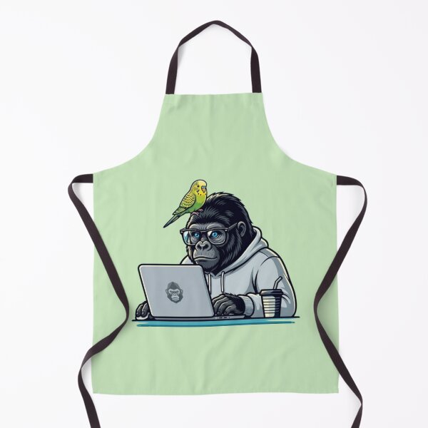Item preview, Gorilla Programmer with Parakeet – Funny Animal Tech Art designed and sold by Dogandesighn.
