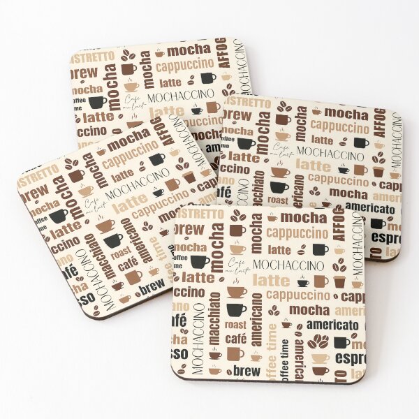 Item preview, Modern Mocha Coffee Word Pattern designed and sold by FunnyTeeByMe.