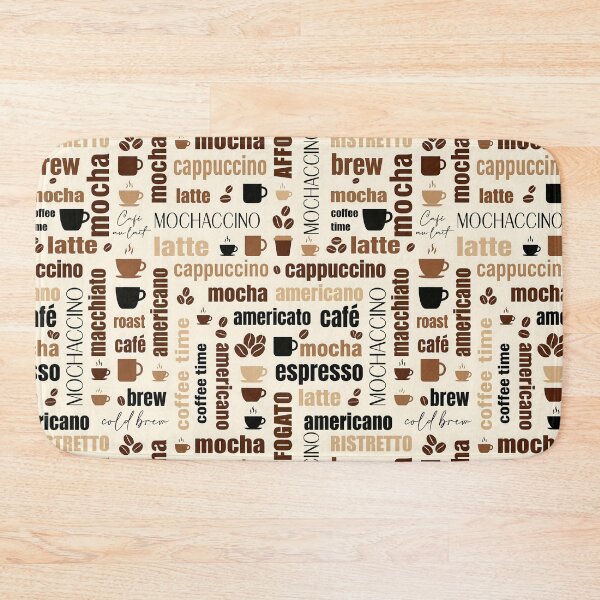 Item preview, Modern Mocha Coffee Word Pattern designed and sold by FunnyTeeByMe.