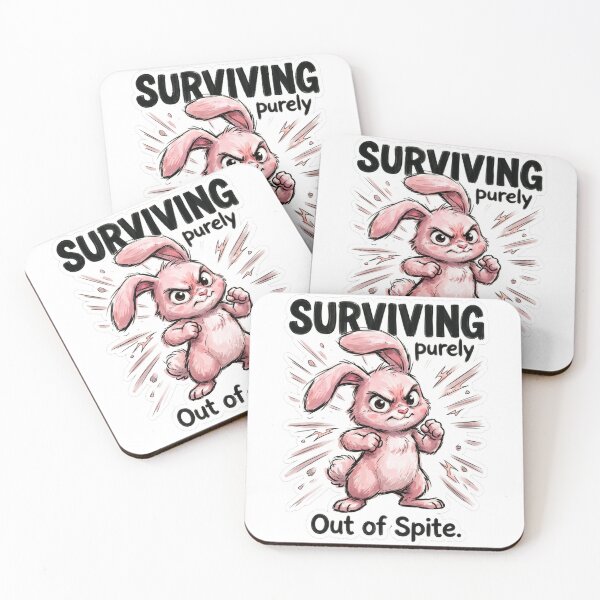 Item preview, Surviving Purely Out Of Spite – Funny Angry Bunny Sarcasm Gift designed and sold by StillWildink.