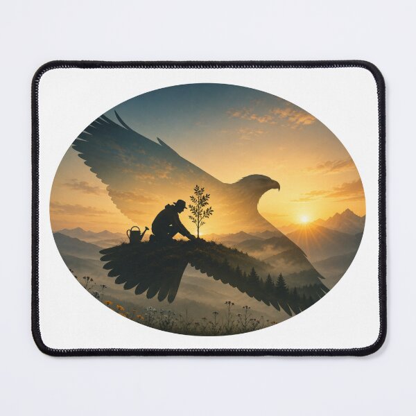 Item preview, Eco Eagle Tree Planting Silhouette Sticker | Sustainable Nature Art Decal designed and sold by Kannada Ink Studio.