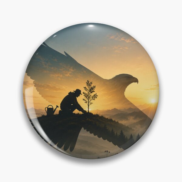 Item preview, Eco Eagle Tree Planting Silhouette Sticker | Sustainable Nature Art Decal designed and sold by Kannada Ink Studio.