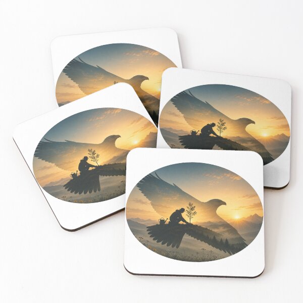 Item preview, Eco Eagle Tree Planting Silhouette Sticker | Sustainable Nature Art Decal designed and sold by Kannada Ink Studio.