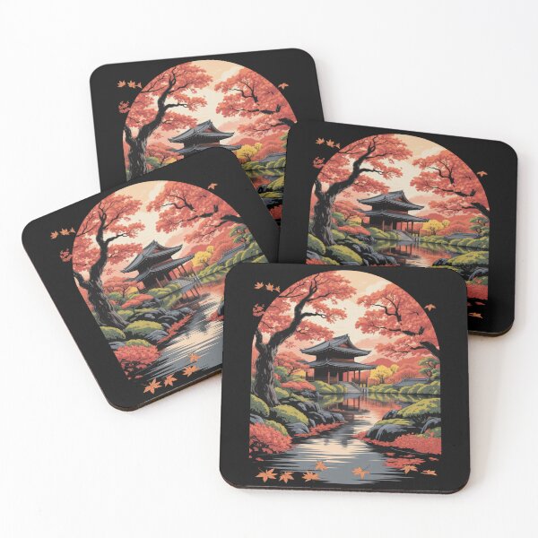 Item preview, Japanese Temple Autumn Maple Garden Arch River Oriental T-Shirt designed and sold by DarylWelsh2024.