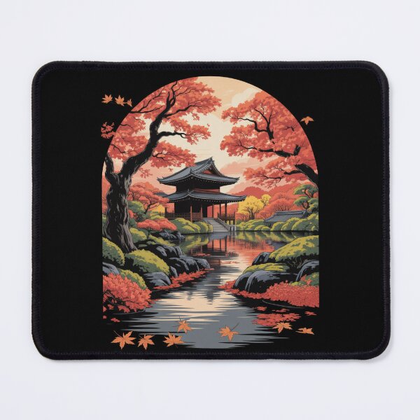 Item preview, Japanese Temple Autumn Maple Garden Arch River Oriental T-Shirt designed and sold by DarylWelsh2024.