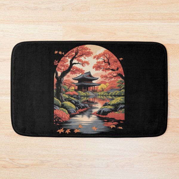Item preview, Japanese Temple Autumn Maple Garden Arch River Oriental T-Shirt designed and sold by DarylWelsh2024.
