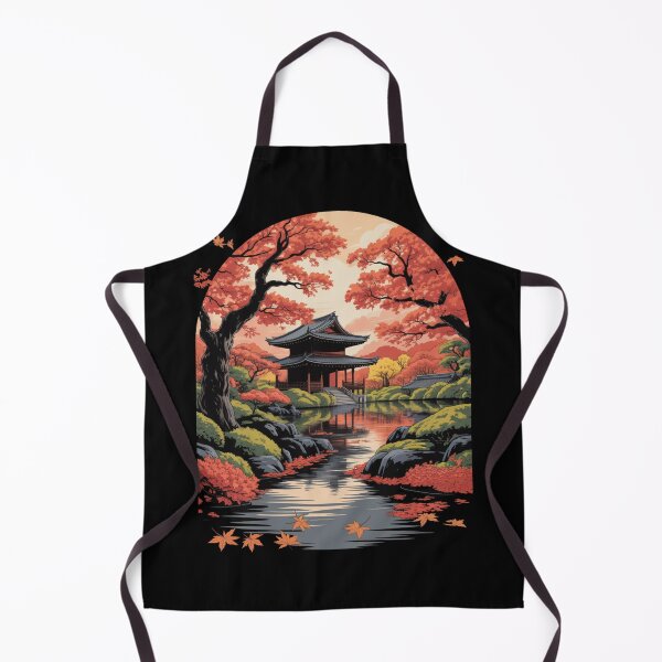 Item preview, Japanese Temple Autumn Maple Garden Arch River Oriental T-Shirt designed and sold by DarylWelsh2024.