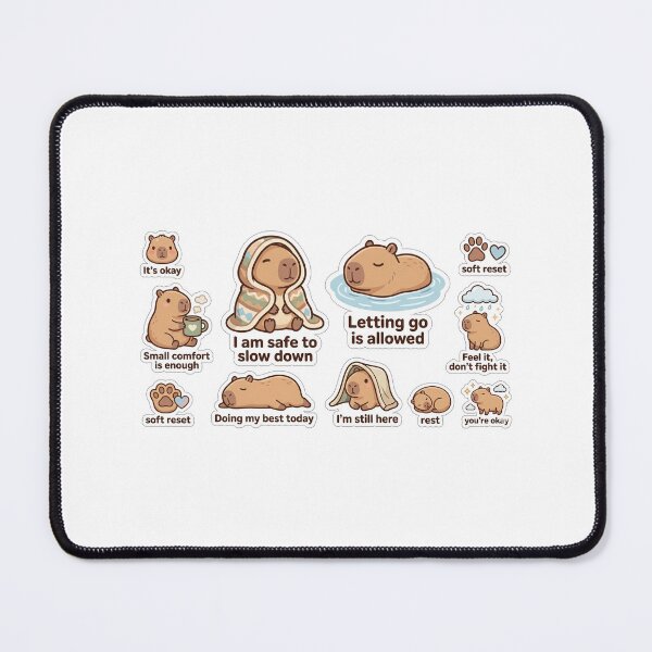 Item preview, Capybara Mental Health Wellness Sticker Pack designed and sold by Softbear Atelier.
