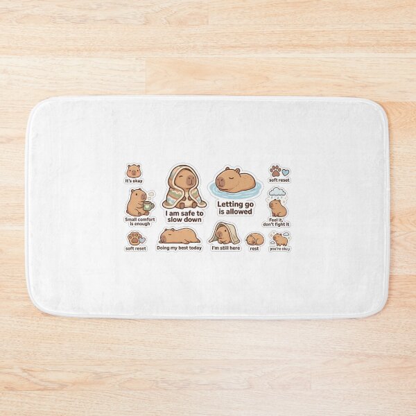 Item preview, Capybara Mental Health Wellness Sticker Pack designed and sold by Softbear Atelier.