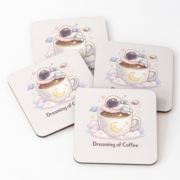 Item preview, Kawaii Sleeping Astronaut Dreaming of Coffee Mug designed and sold by LayercraftArt.