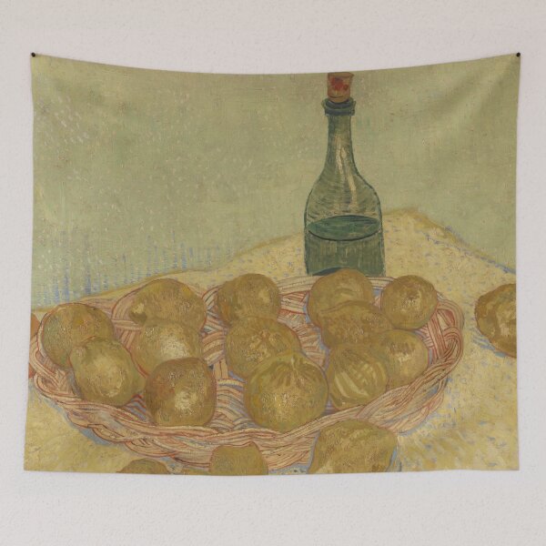 Item preview, Basket of Lemons and Bottle by Vincent van Gogh: Post Impressionist Kitchen Art designed and sold by artofuniverse.