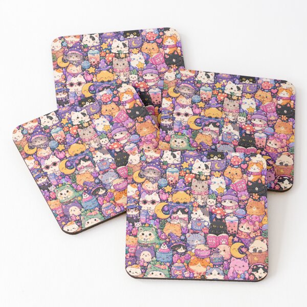 Item preview, Cute Witch Cats Seamless Pattern – Kawaii Fantasy Cat Art designed and sold by Aramdesing.