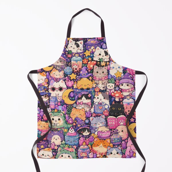 Item preview, Cute Witch Cats Seamless Pattern – Kawaii Fantasy Cat Art designed and sold by Aramdesing.