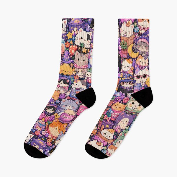 Item preview, Cute Witch Cats Seamless Pattern – Kawaii Fantasy Cat Art designed and sold by Aramdesing.