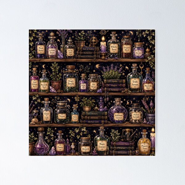 Item preview, Midnight Alchemy Potion Shelf Collection designed and sold by ArtComixHaven.