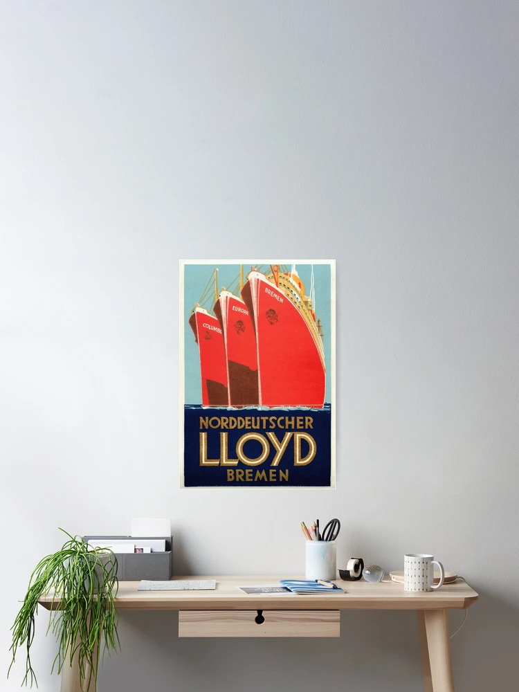 Vintage Art Deco Ocean Liner Poster | Norddeutscher Lloyd Bremen
