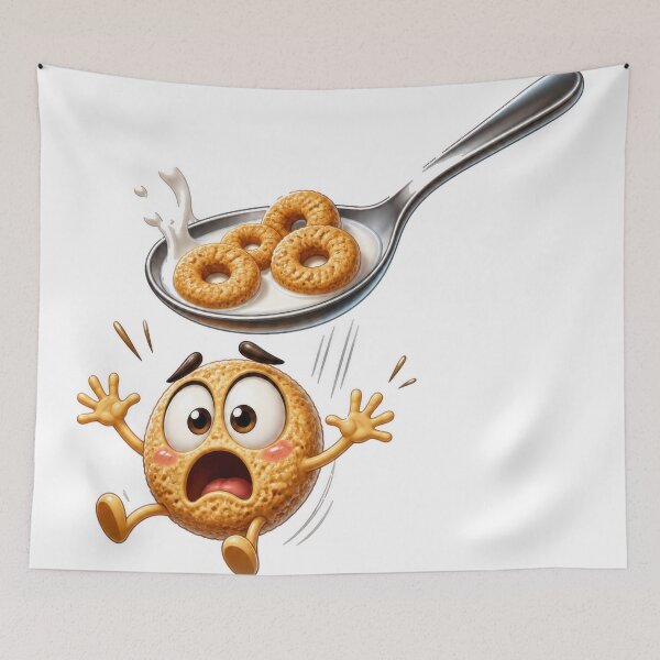 Item preview, Shocked Cereal Character Falling Off Spoon designed and sold by jgvisualarts.