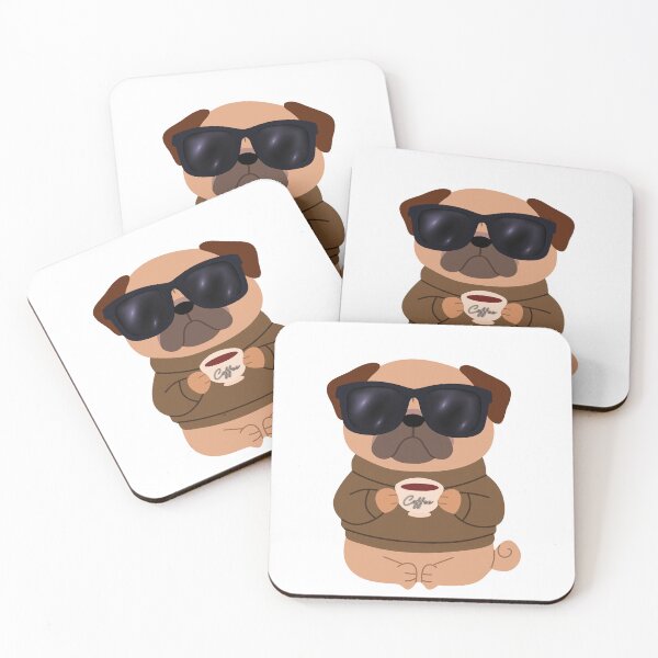 Item preview, Cool Coffee Pug Illustration | Cute Aesthetic Dog with Sunglasses designed and sold by Pandey14.